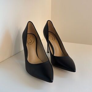 NEW Sam Edelman Hazel Black Leather Stiletto Pointed Toe Pumps Heels Size 9